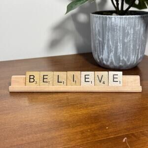 Believe Scrabble Tile Rack 7" Long Christmas